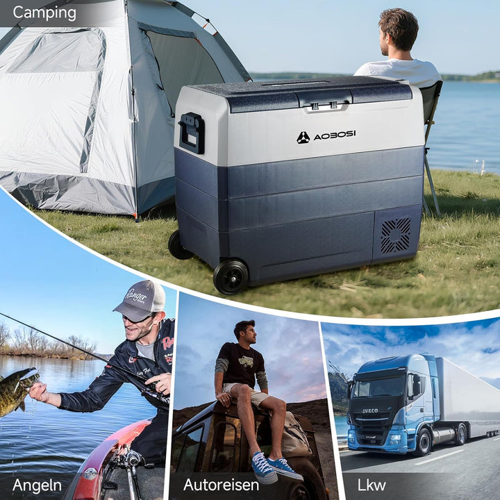 AAOBOSI Kompressor Kühlbox 60 L, Kühlbox Auto Mit APP Steuerung, 12/24 V und 100-240 V Camping Kühls