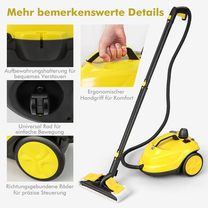 FANTASK 2000W Dampfreiniger inkl. 13 Zubehör, Dampfdruck: max. 5 bar, Temperatur: bis zu 160℃, Fläch
