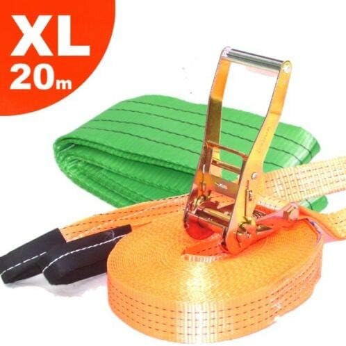 D+L Slackline 20m Set Baumschoner Laufband 50mm Spanngurt Slacken Slackbelt Zurrgurt AWZ
