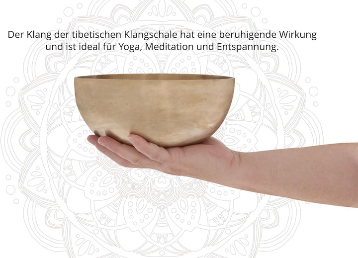 XDrum Therapeutic Klangschale E/1000g Komplett Set - Handgehämmerte Klangschale für Nabelchakra (Man
