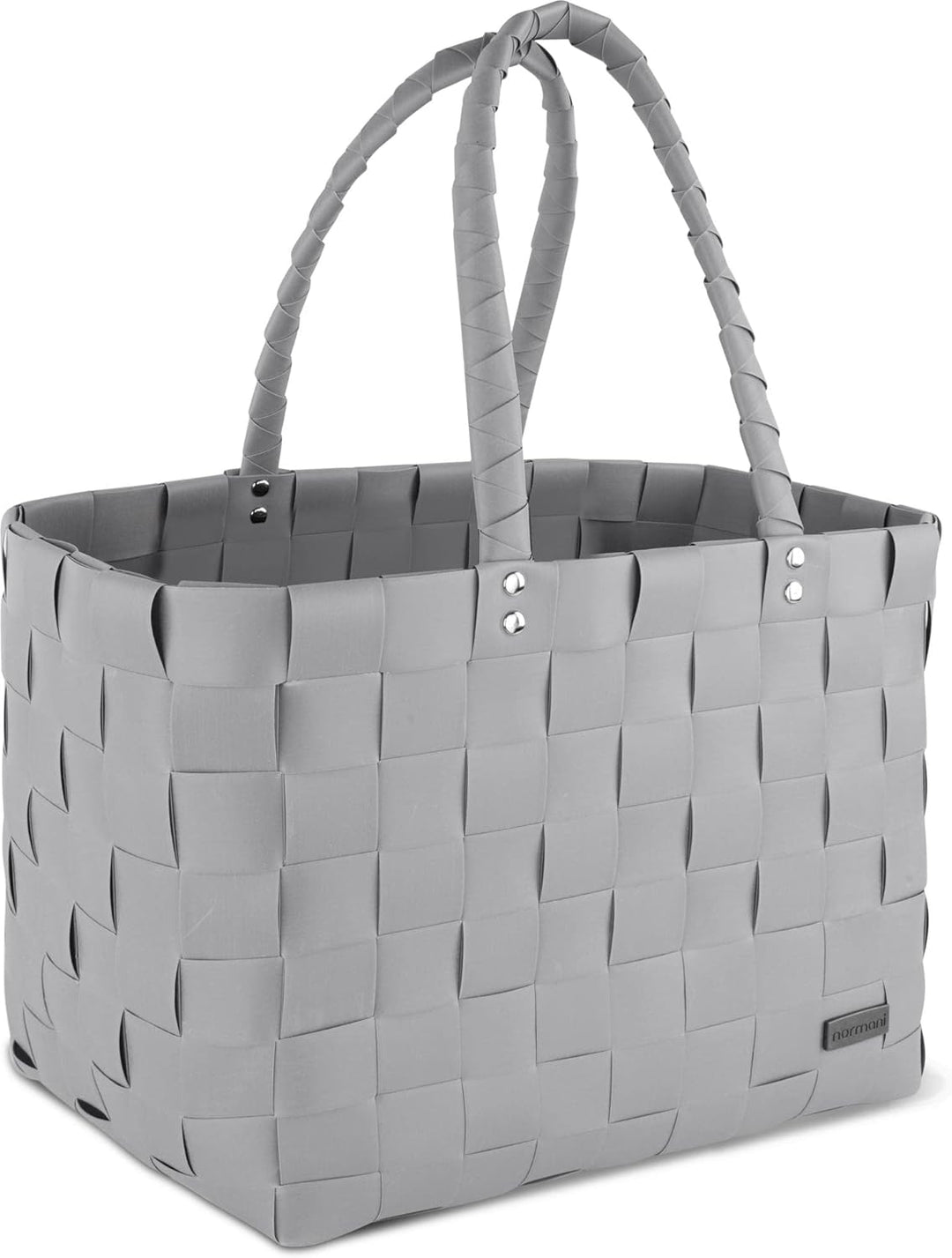 normani Einkaufskorb Shopper geflochten aus Kunststoff - robuster Strandkorb aus wasserabweisendem M