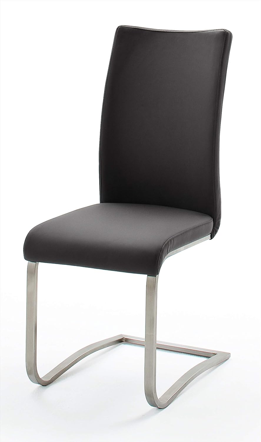 Robas Lund Esszimmerstuhl Leder Schwarz 2er Set, belastbar bis 130 kg, Schwingstuhl mit Rindsleder,