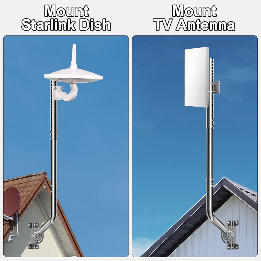 Universeller Antennenmast für Fernseh-, Satelliten-, Radio- und WLAN-Antennen - Verstellbarer Stände