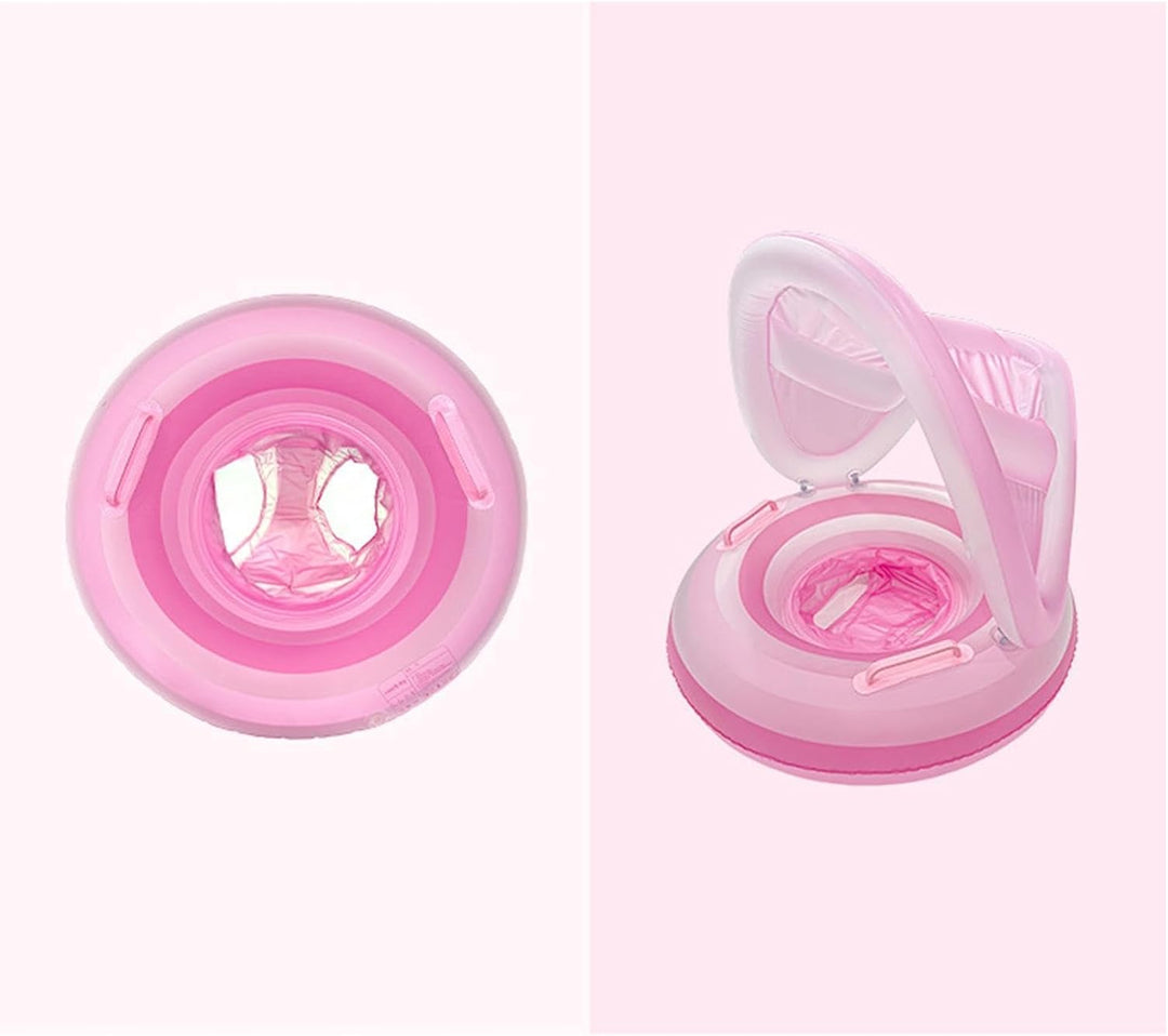 Kinder Poolfloss mit Sonnendach Wasserdicht tragbar aufblasbar Rosa, Rosa