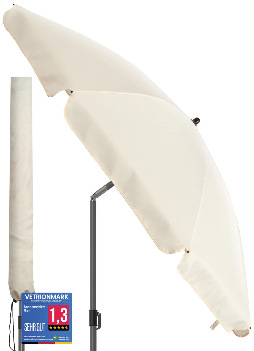 4smile Sonnenschirm Balkon Ø 180cm, Beige - Sonnenschirm Strand mit Hülle - Balkonschirm mit Knickfu