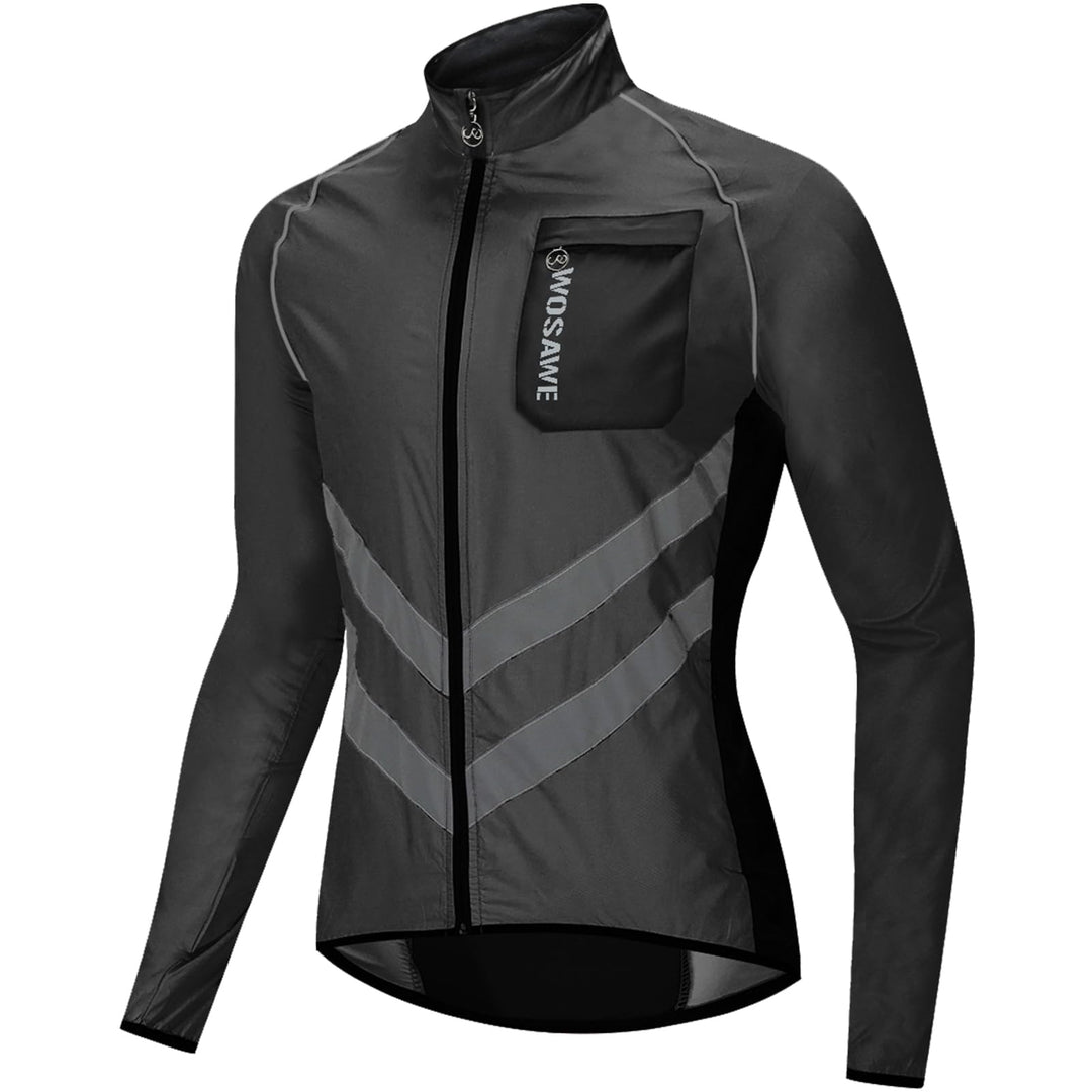 WOSAWE Fahrradjacke für Herren Leichte Winddicht Laufjacke Windbreaker Reflektierend Radjacke Mantel