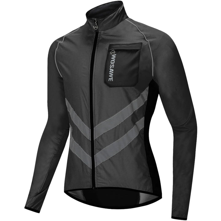 WOSAWE Fahrradjacke für Herren Leichte Winddicht Laufjacke Windbreaker Reflektierend Radjacke Mantel