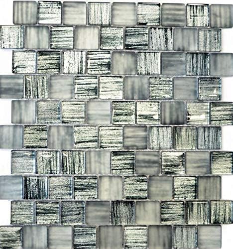 Mosaik Fliese Glasmosaik Crystal Milchglas grau klar gefrostet matt für WAND BAD DUSCHE KÜCHE FLIESE