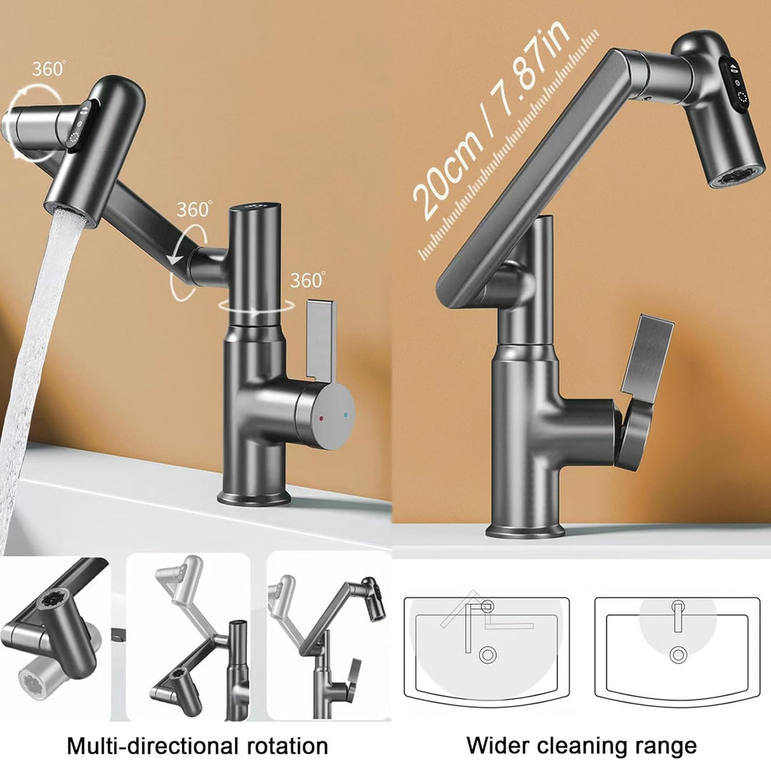 Wasserhahn, LED Temperaturanzeige, Drehbarer Multifunktionshahn, Spültischarmatur(3/8 Schnittstelle)