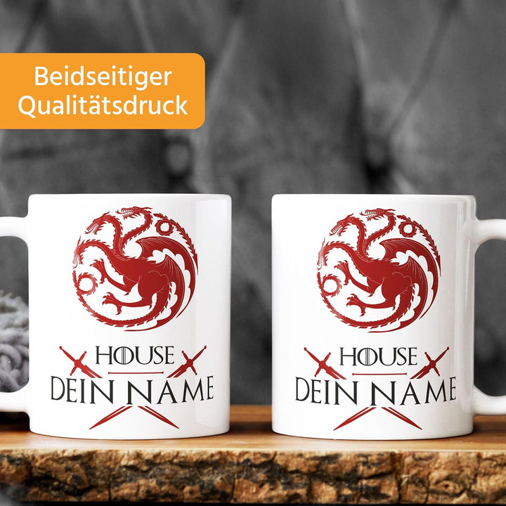 MoonWorks® Kaffee-Tasse personalisierbar Adelshäuser Wappen Aufschrift eigener Name Geschenk Fan Fan
