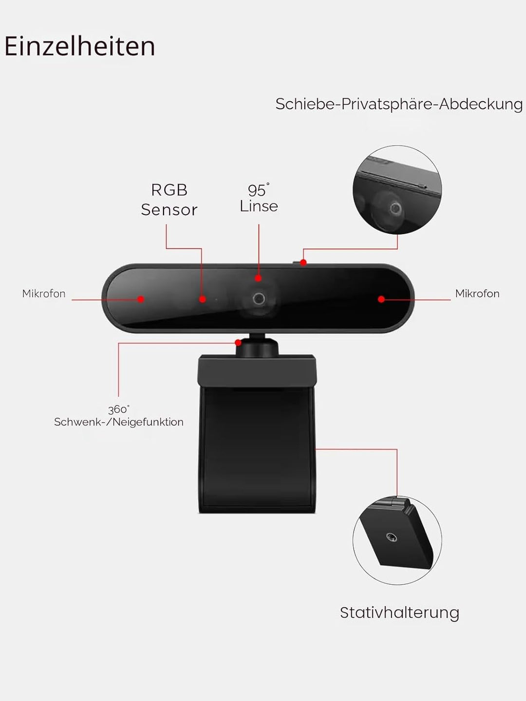 Unbekannt Lenovo Performance FHD Webcam - Webcam - schwenken/neigen Schwarz Einheitsgrösse, Schwarz