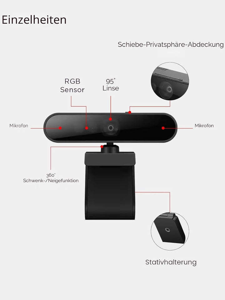 Unbekannt Lenovo Performance FHD Webcam - Webcam - schwenken/neigen Schwarz Einheitsgrösse, Schwarz