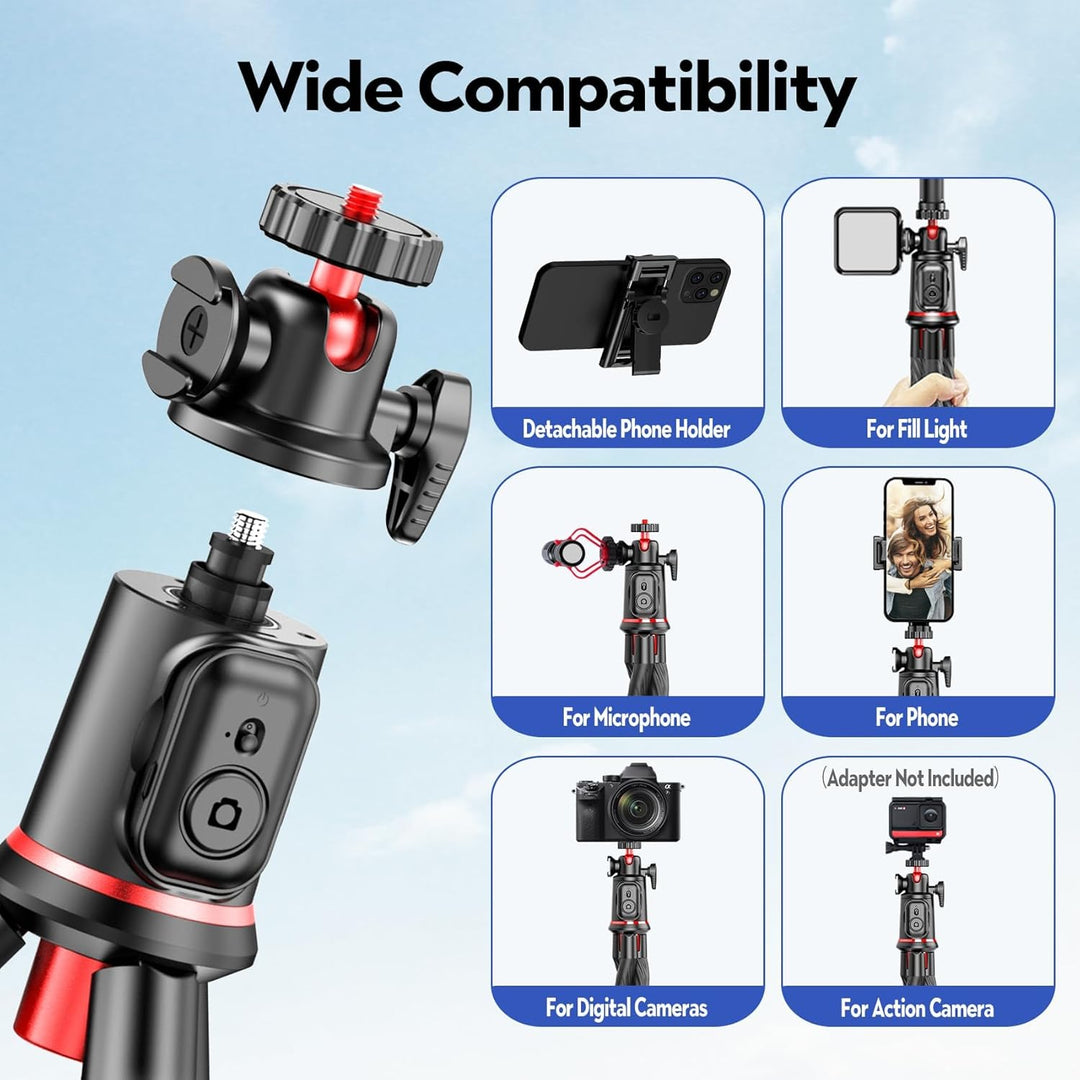 Fotopro Handy Stativ, Mini Flexibles ausziehbares Stativ Stand mit Verlängerungsstange Kompatibel mi