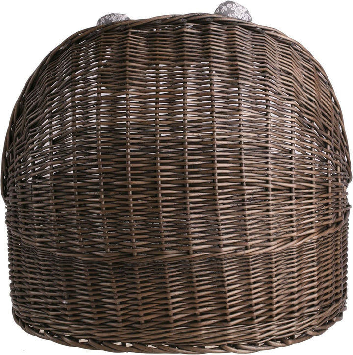 e-wicker24 Hundekorb/Katzenkorb aus Weide, Korb, Dunkelbraun, 60 x 46 x 48 cm, Dunkelbraun