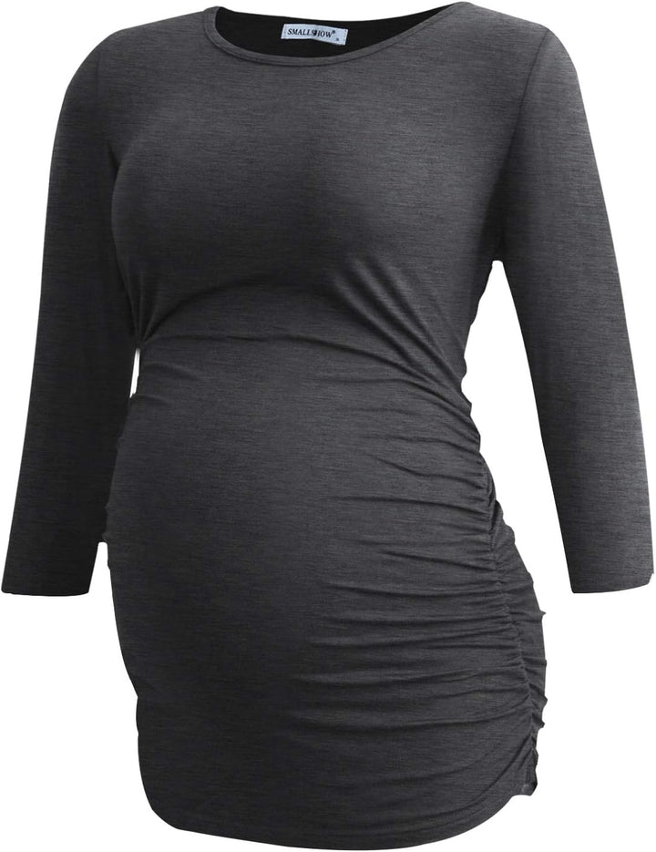 Smallshow Damen Schwanger Mutterschaft Oberteile 3/4 Ärmel Umstandsshirts Schwangere Tops Schwangers