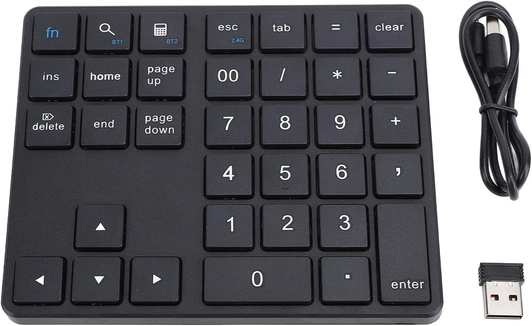 Bluetooth-Nummernblock für Laptop, Kabellose Nummerntastatur, Wiederaufladbarer USB-Ziffernblock mit