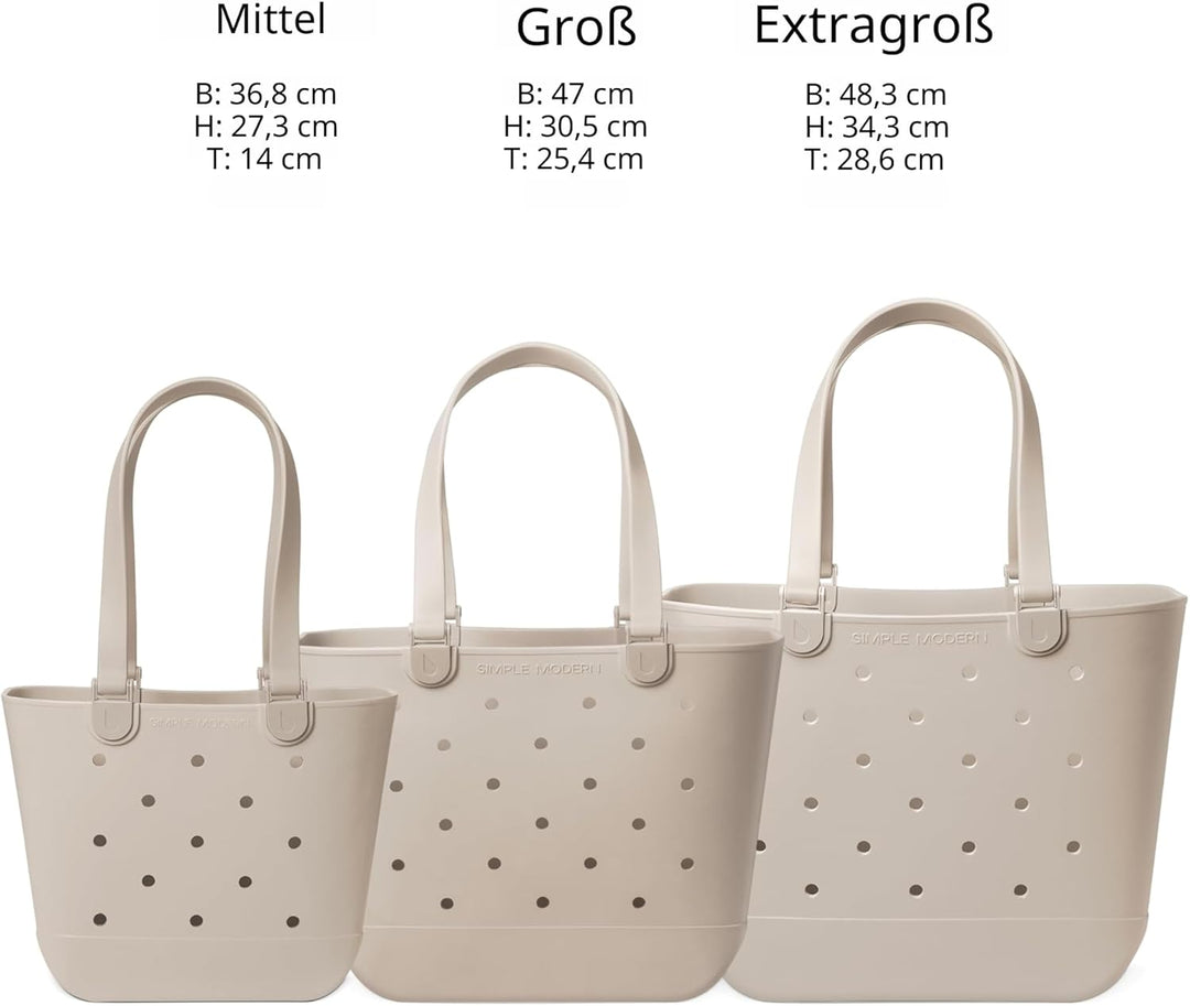 Simple Modern Strandtasche aus Gummi | Grosse Wasserdichte Tragetasche mit Reissverschlusstasche für