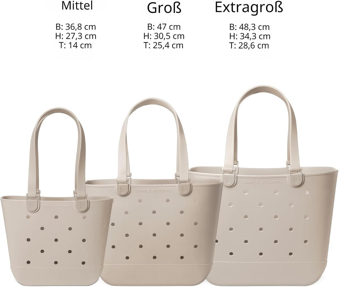 Simple Modern Strandtasche aus Gummi | Grosse Wasserdichte Tragetasche mit Reissverschlusstasche für