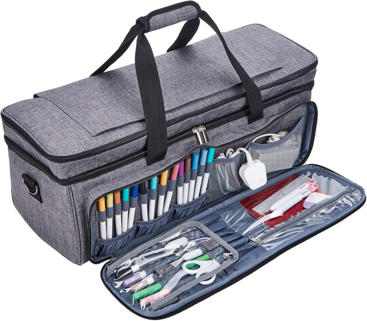 NICOGENA Doppellagige Tragetasche mit Mattenfach für Cricut Explore Air 2, Cricut Maker, Cricut Make