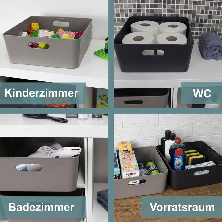 #11 4X Ordnungsbox - 12 cm hoch - anthrazit - 30x 30 cm - Ordnungskorb - Regalorganizer Wandregal 4