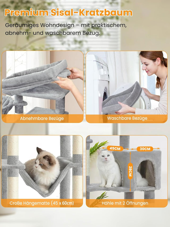 kratzbaum klein, Katzenbaum mit Grosse Plattformen, Sisalstämme, Kratzrampe, Katzenhaus, Plüschbälle