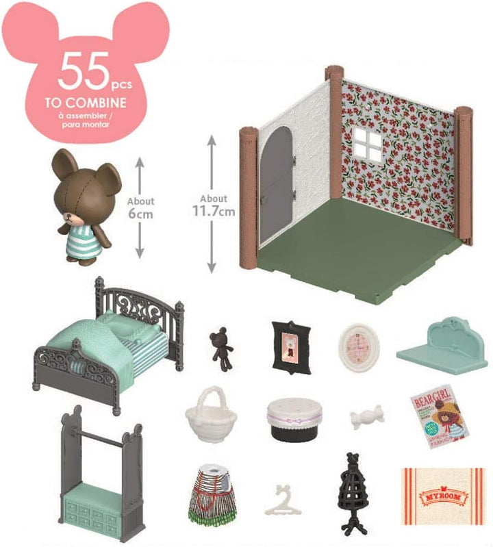 Bandai – Haco Room – Set für Jackies Zimmer – 55 Teile zum Zusammenbauen – Puppe Jackie, Zimmer und