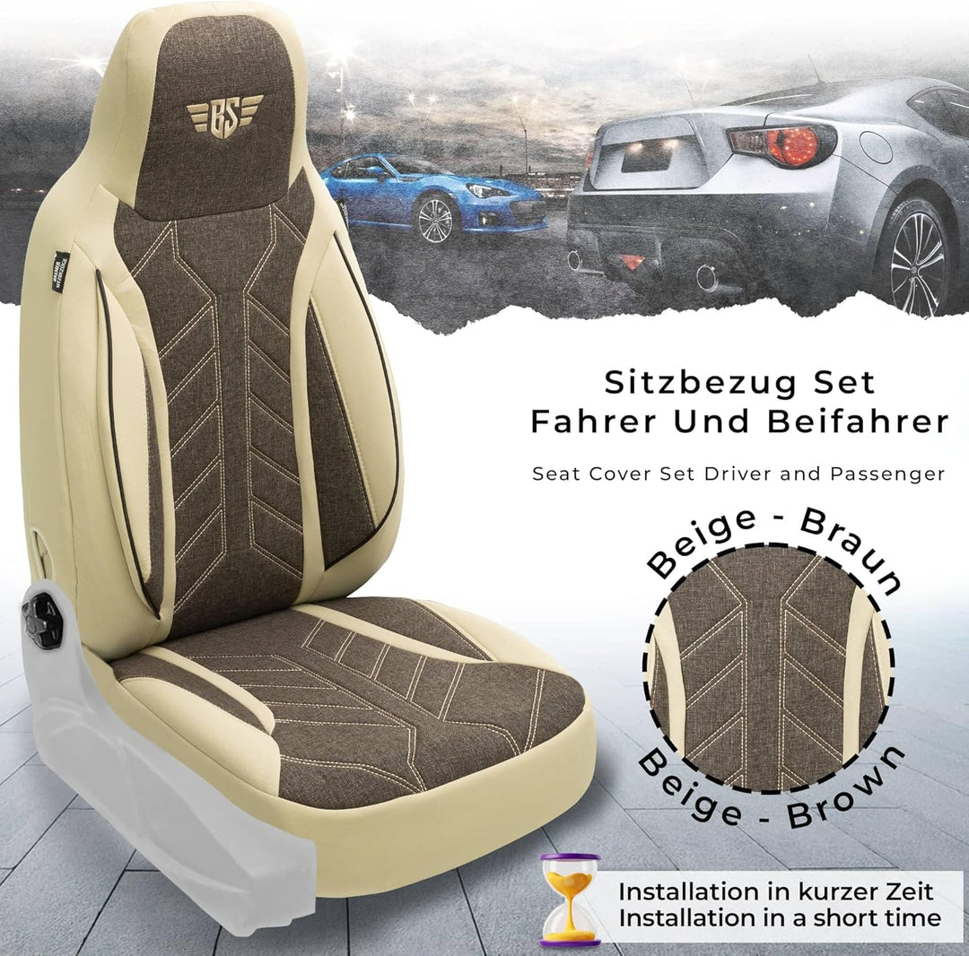 BREMER SITZBEZÜGE Mass Sitzbezüge Schonbezüge für Skoda Fabia Monte Carlo PLKT211 PLKT211 - Beige/Br