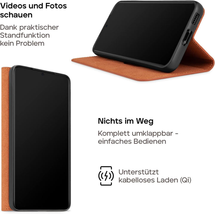 WIIUKA Hülle für Samsung Galaxy S22 Ultra, Premium Leder, mit Kartenfach, extra Dünn, Handyhülle mit