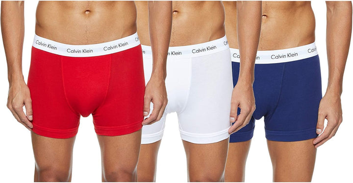 Calvin Klein Baumwolle Stretch 3 Pack Boxer Short, Schwarz Mit Blau/erdbeerfeld/schwarz S White/Red