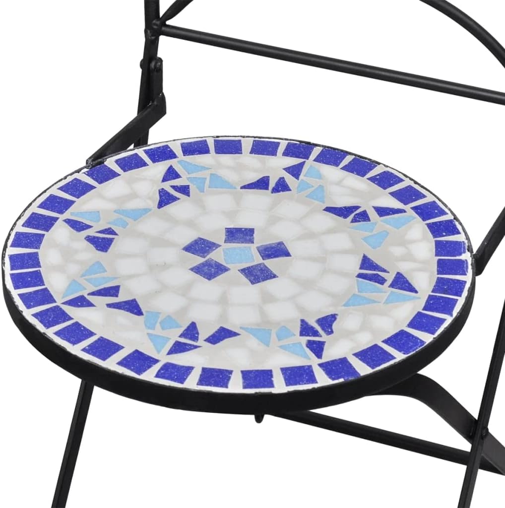homiuse 37x44x89 cm Bistrostühle Klappbar 2 STK. Keramik Blau und Weiss Esszimmerstuhl Klappstuhl Ga