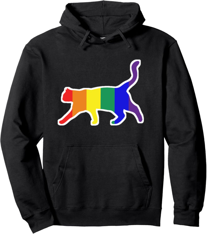 Niedliche Katze Regenbogen Stolz Flagge Design Pullover Hoodie