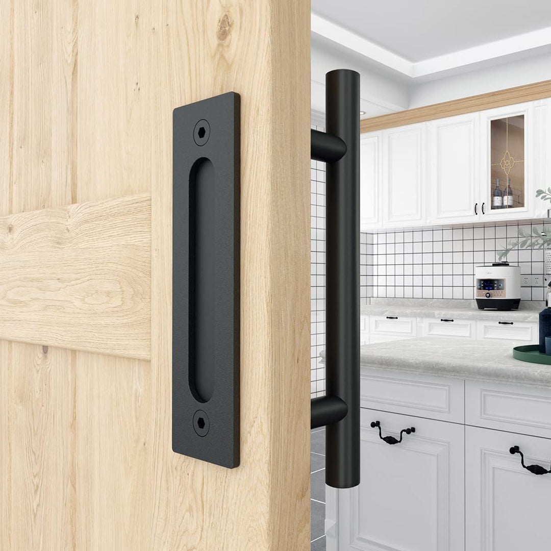 WINSOON Schiebetürgriffe 30cm schwarze Beschläge mit bündigem Fingerzug, gross, rustikal, für Tore,