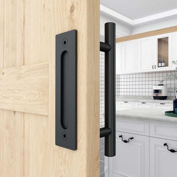 WINSOON Schiebetürgriffe 30cm schwarze Beschläge mit bündigem Fingerzug, gross, rustikal, für Tore,