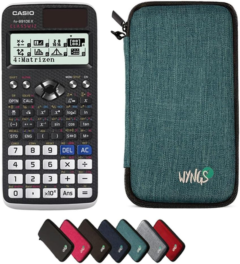 CALCUSO Sparpaket: Casio FX-991 DE X technisch-wissenschaftlicher Taschenrechner + WYNGS Schutztasch