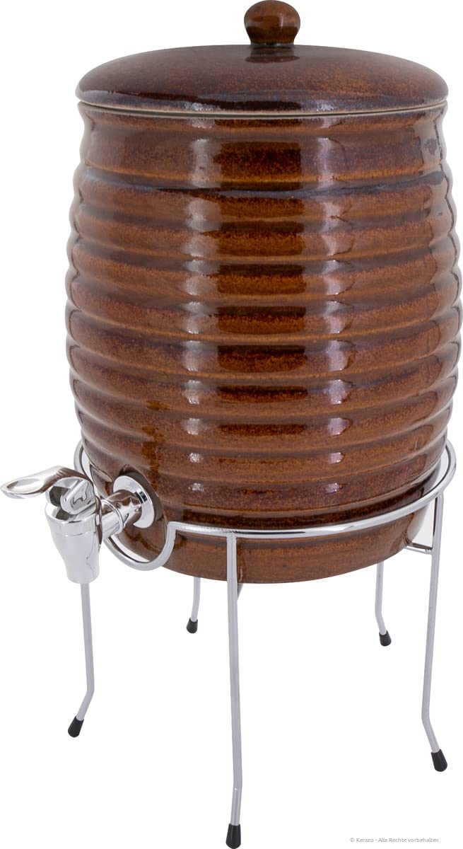 Keramik Getränkespender, Fass, Rumtopf, Gefäss zur Fermentation von Kombucha, Essig und Öl inkl. Zap