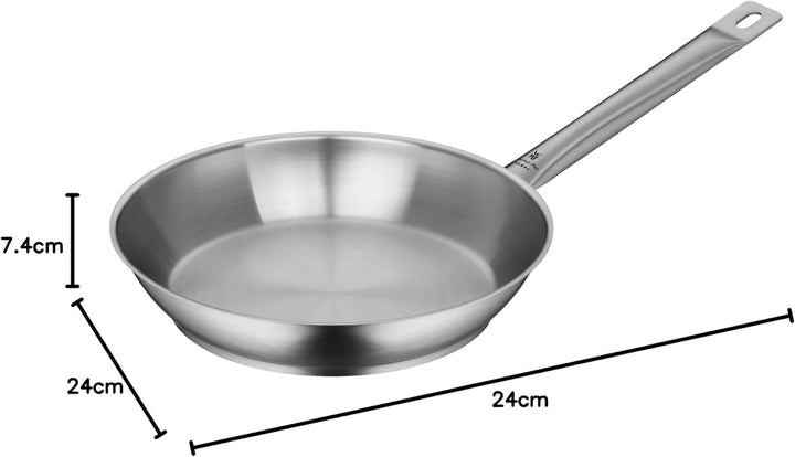 WMF Gourmet Plus Bratpfanne 24 cm Induktion, Pfanne unbeschichtet, Cromargan Edelstahl mattiert, bac