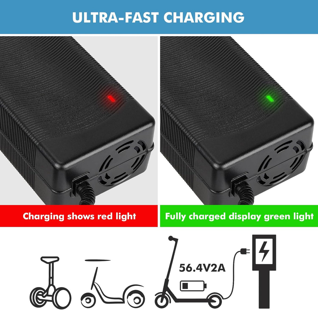 Ladegeräte für Scooter，54.6V 2A E Scooter Ladegeräte，Hoverboard Ladekabel，48V Elektroroller Universa