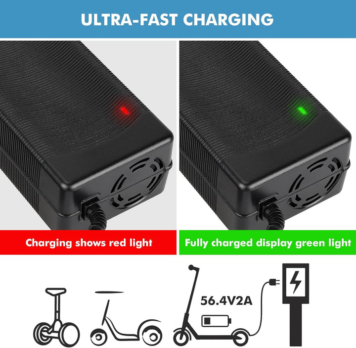Ladegeräte für Scooter，54.6V 2A E Scooter Ladegeräte，Hoverboard Ladekabel，48V Elektroroller Universa