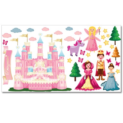 Wandkings Prinzessinnen Welt Wandsticker XL Set, 34 Aufkleber, Gesamtfläche 130 x 70 cm