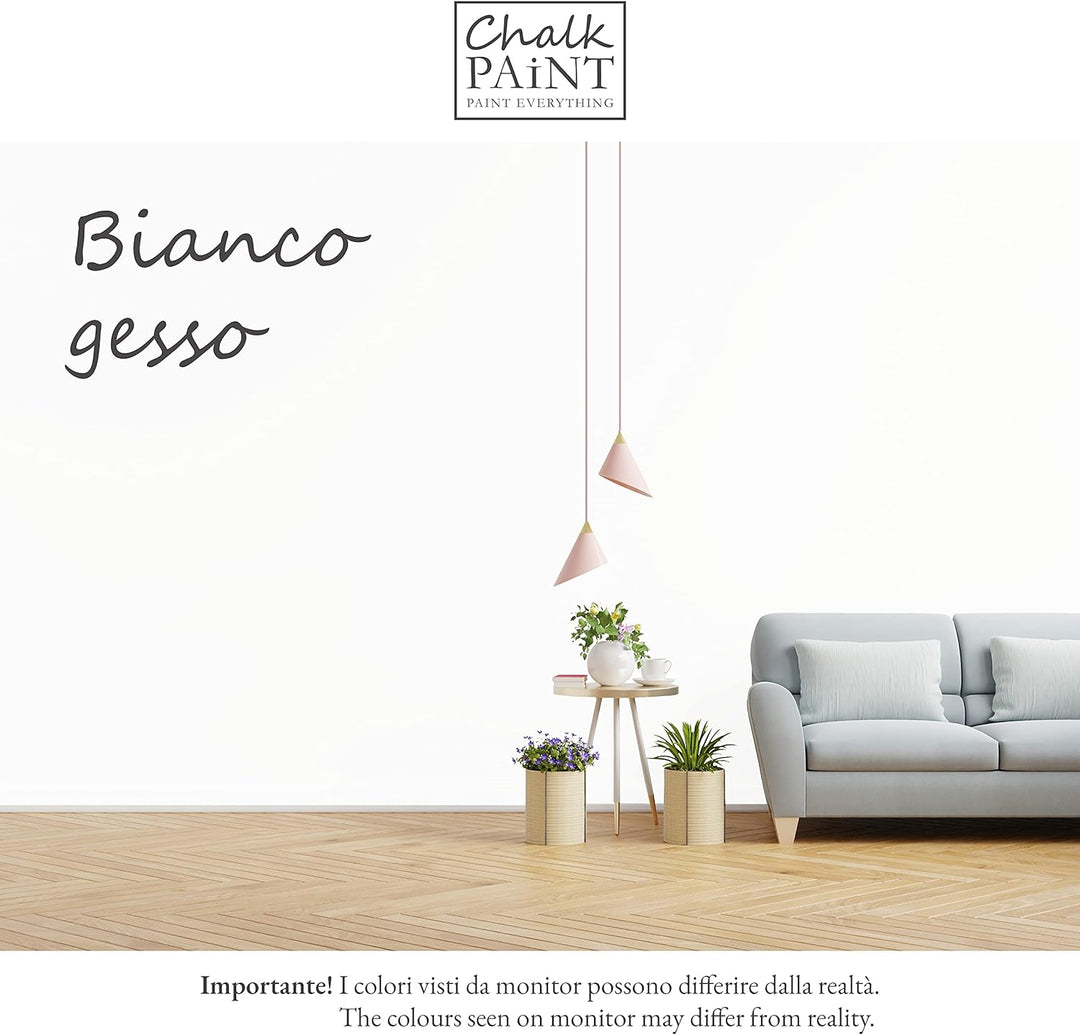 Chalk Paint Everything® Bianco Gesso Kreidefarbe Wasserbasis für Alle Oberflächen einfach zu verarbe