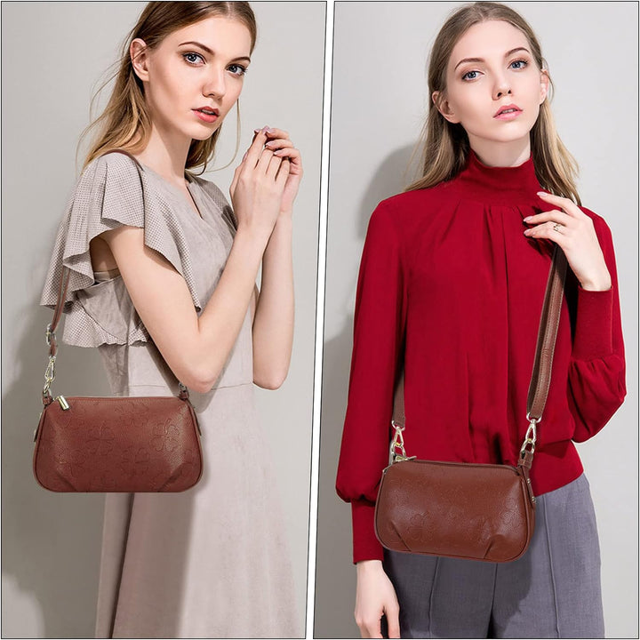 HAWEE Damen Handy Umhängetasche Leder Klein Crossbody Schultertasche mit Verstellbar Abnehmbar Schul