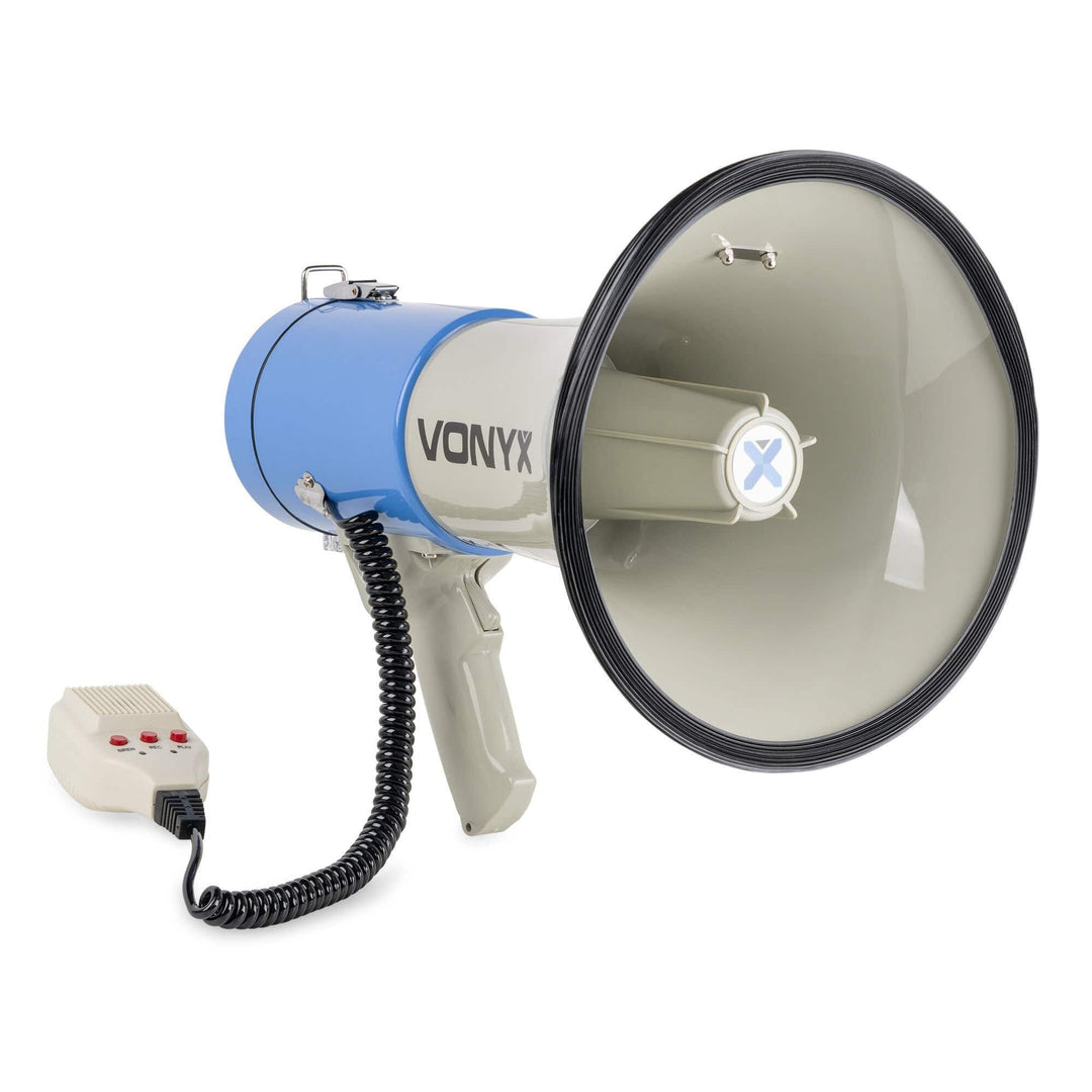 Vonyx MEG060, Megafon mit Sirene und Mikrofon, Aufnahmefunktion, 60 Watt, bis 1 KM, MP3, USB, SD, AU