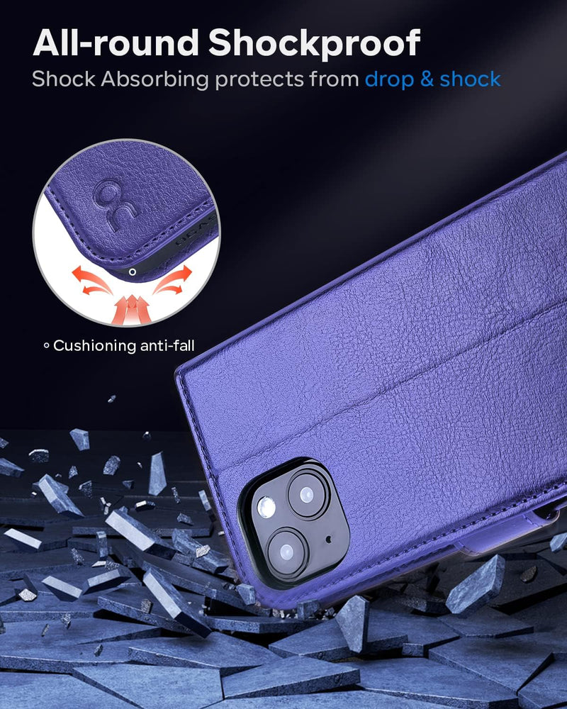 OCASE iPhone 14 Hülle Handyhülle [Premium PU Leder] [Kartenfach] [Magnetverschluss] RFID Schutzhülle