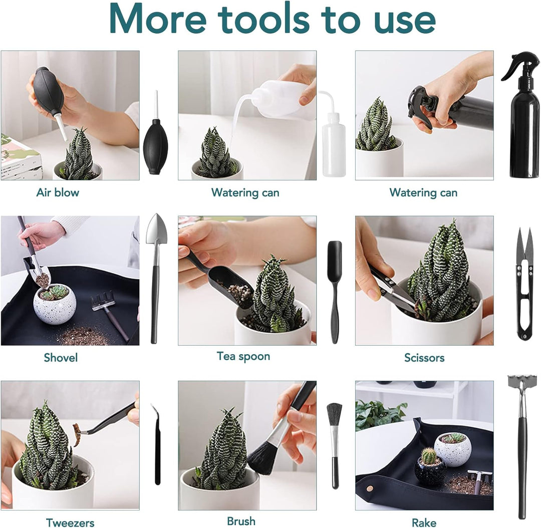 Bonsai Werkzeug Set, 13 Stück Gartenwerkzeug Set, Pflanzen Werkzeug Set mit Aufbewahrungstasche, Min