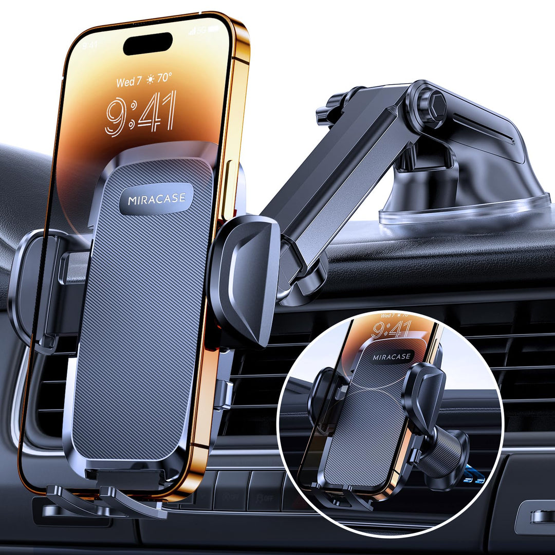 Miracase Handyhalterung Auto[Verbesserter Saugnapf&Metall-Doppelhaken] Handyhalter Auto Lüftung Arma
