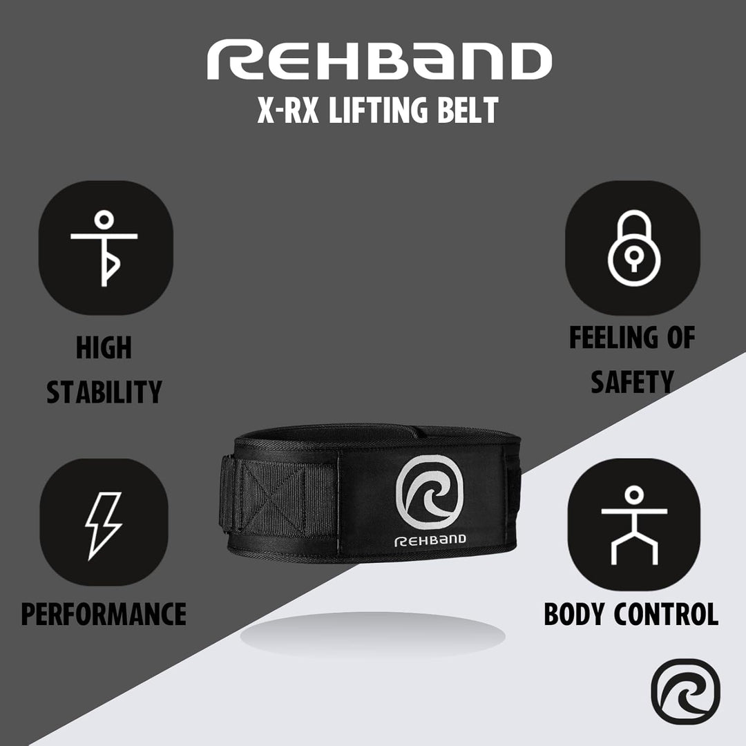 Rehband Gewichthebergürtel Herren & Damen Schwarz, Lifting Belt für Powerlifting, Bodybuilding & Gew
