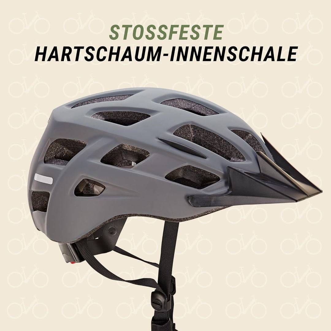 Prophete Fahrradhelm, für Damen und Herren, mit integrierter LED und Fidlock Verschluss, Grösse: 55-