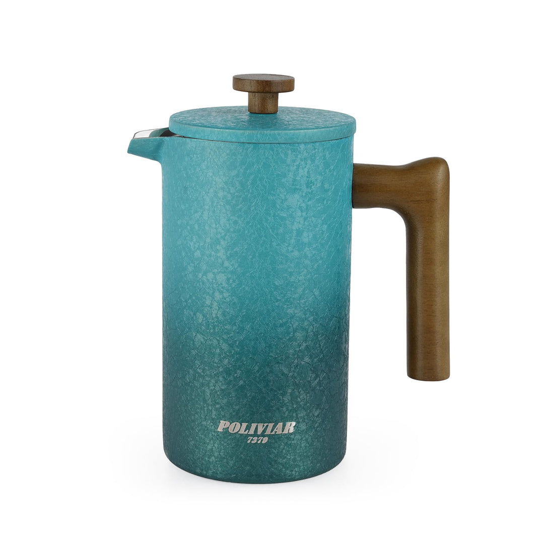 Poliviar French Press aus Edelstahl, Thermo Kaffeebereiter Doppelwandig isoliert, Kaffeebereiter 1 L