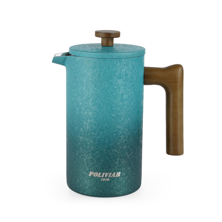 Poliviar French Press aus Edelstahl, Thermo Kaffeebereiter Doppelwandig isoliert, Kaffeebereiter 1 L