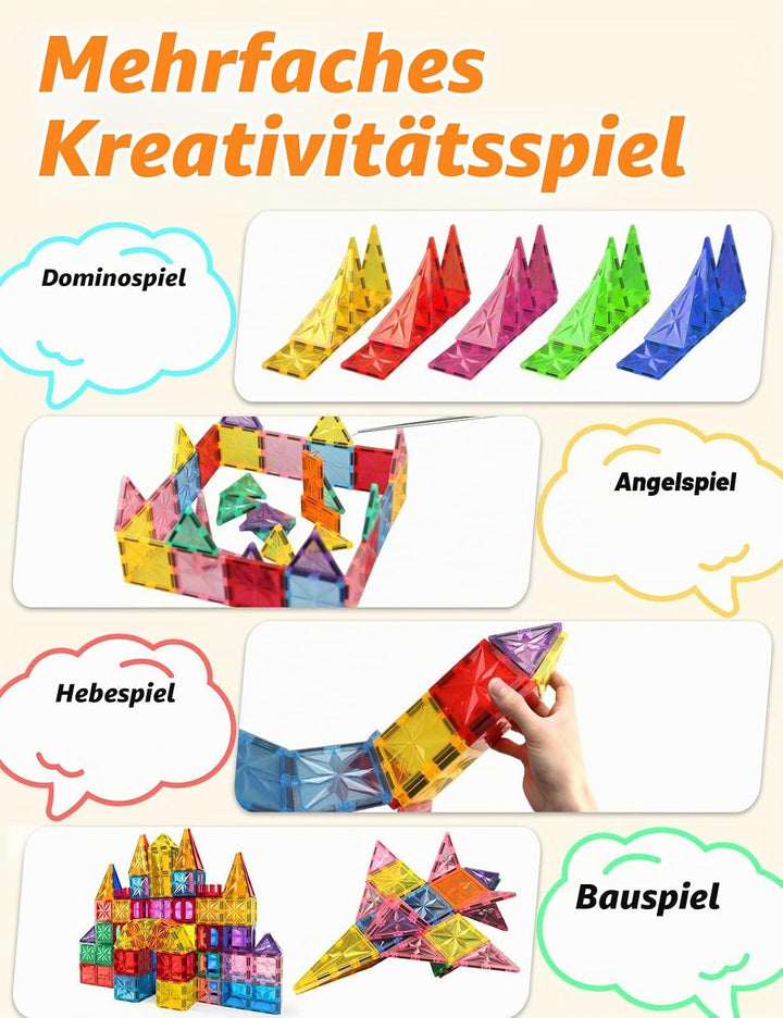 Magnetische Bausteine 100 Teile Kinderspielzeug Magnetspielzeug STEM-Magnetblöcke Magneten Kinder Ba